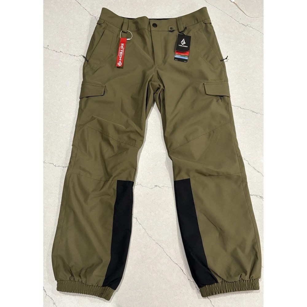 NWT Volcom Wilding Ski Snowboard Pants, Relaxed Fit Women's Large Mid Rise Green